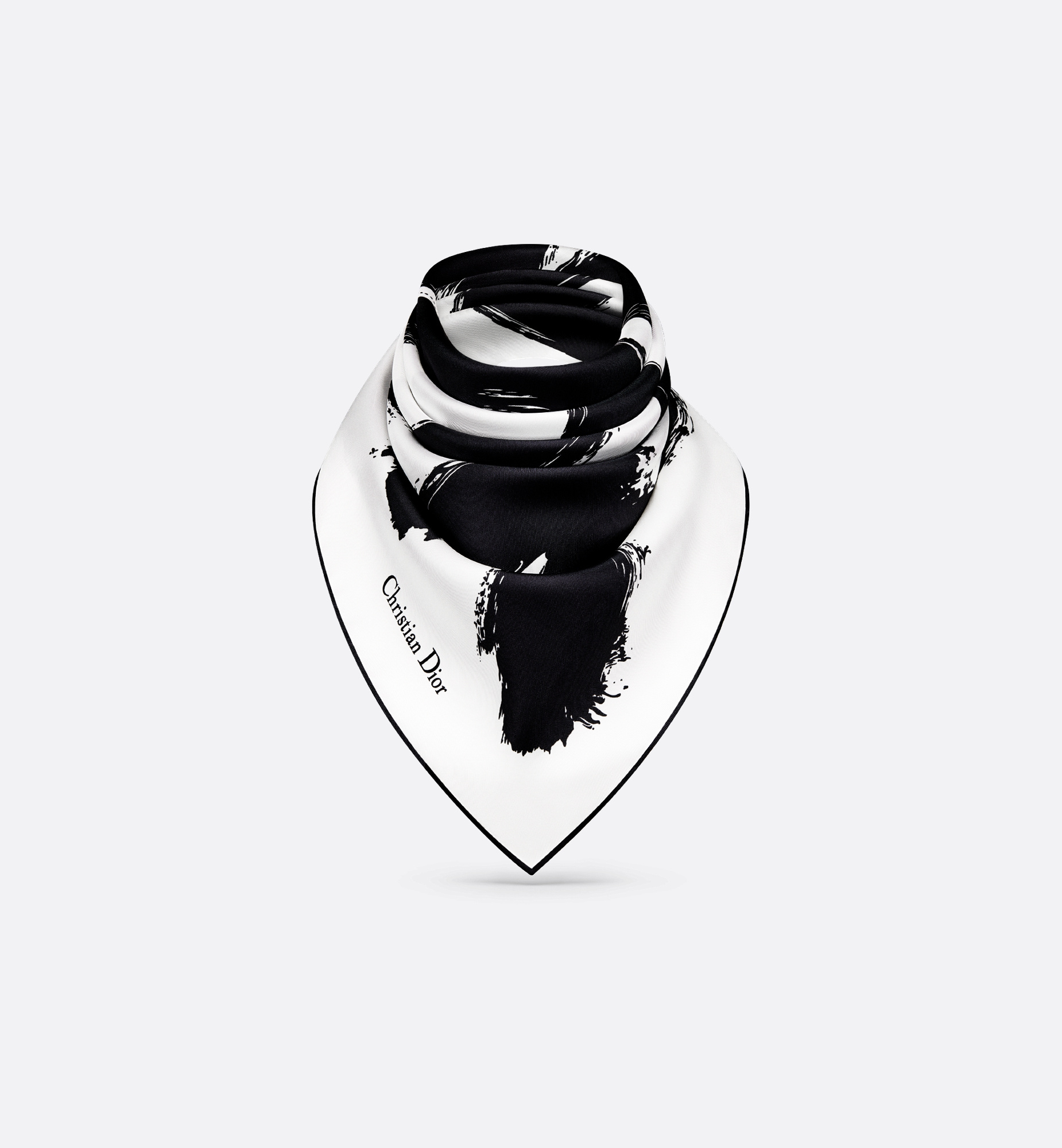 Dior Pattern Silk Scarf In Black