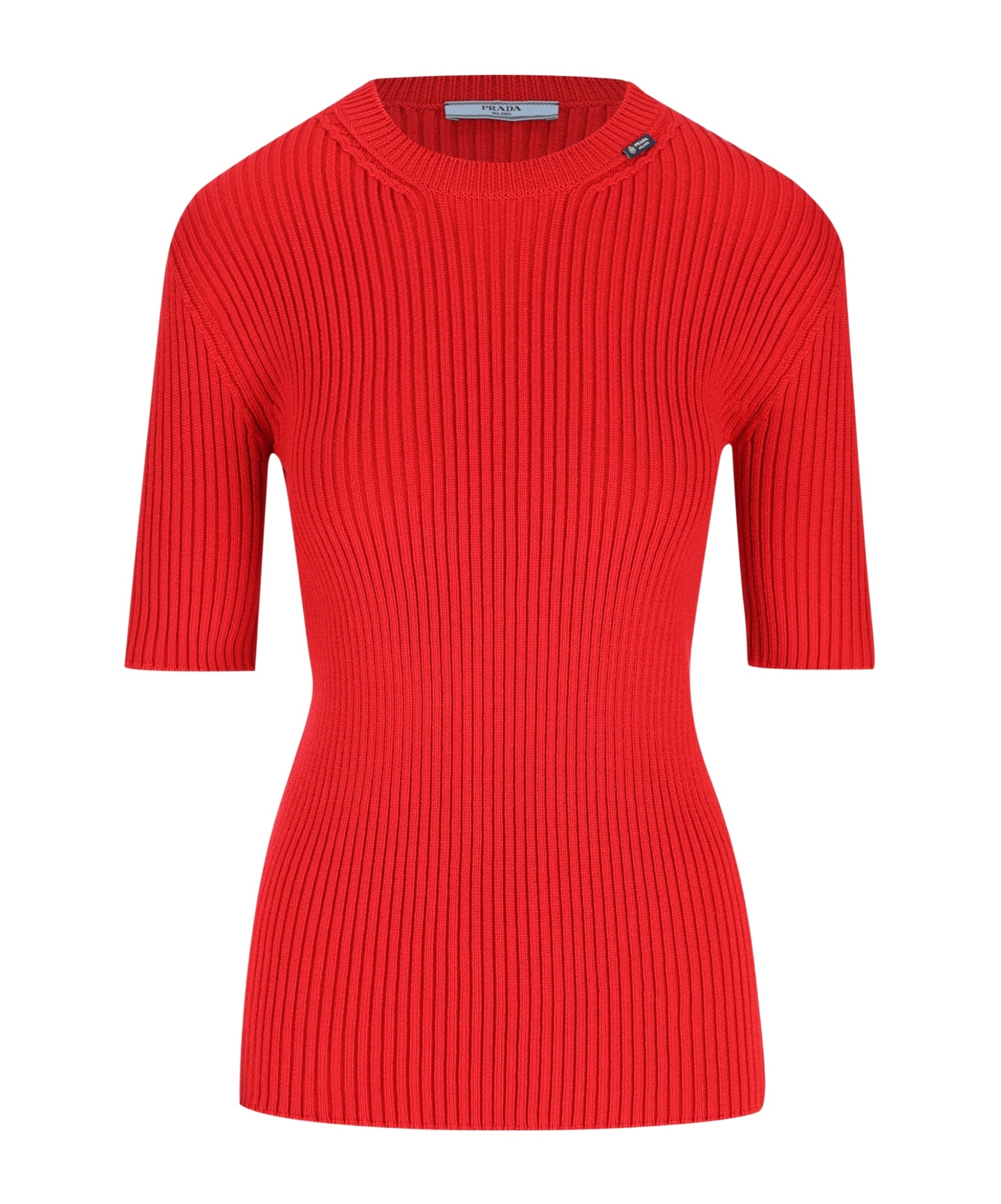 Prada Ribbed Knit Sweater In Red