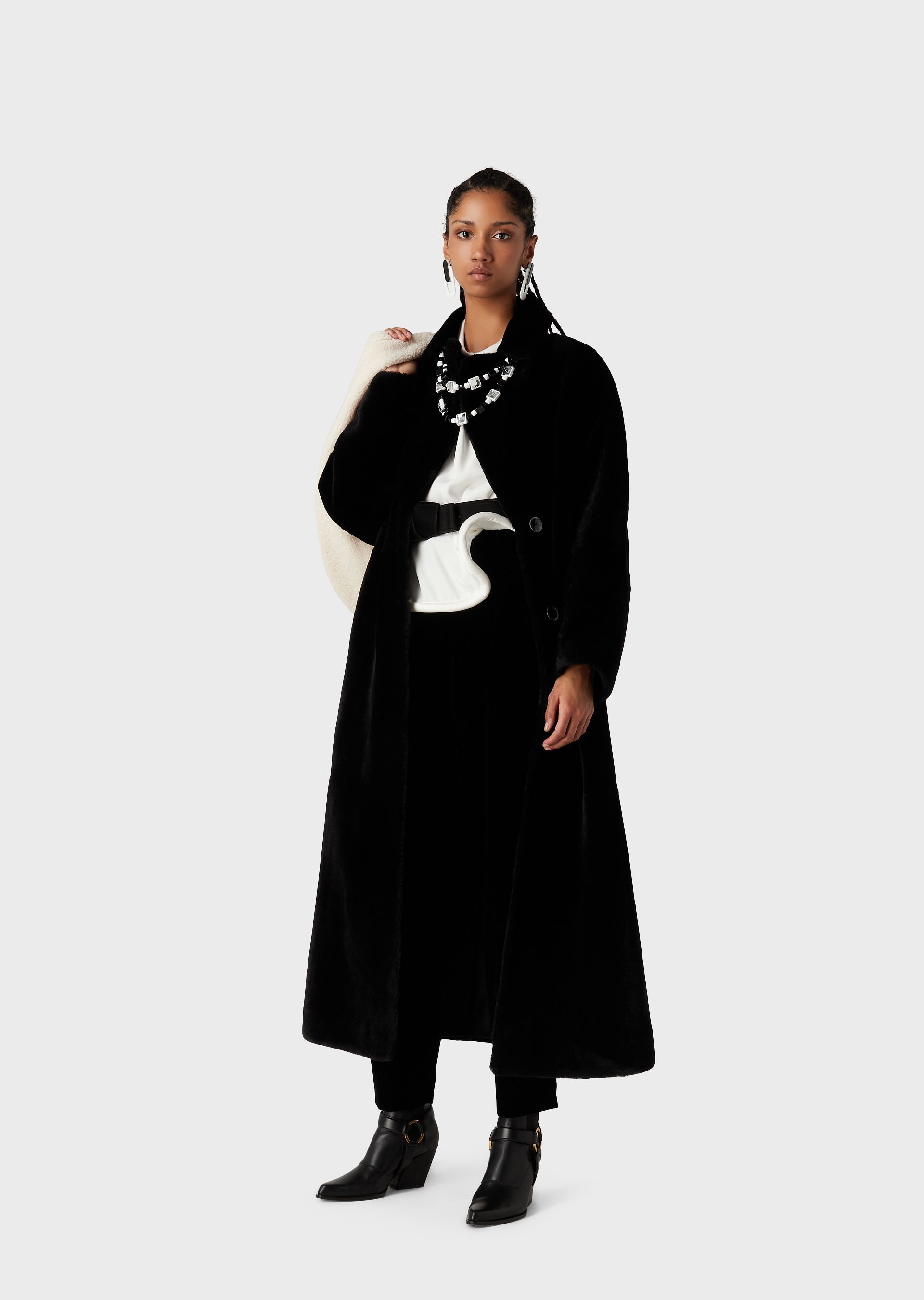 EMPORIO ARMANI CLASSIC-COLLAR SHEARLING COAT