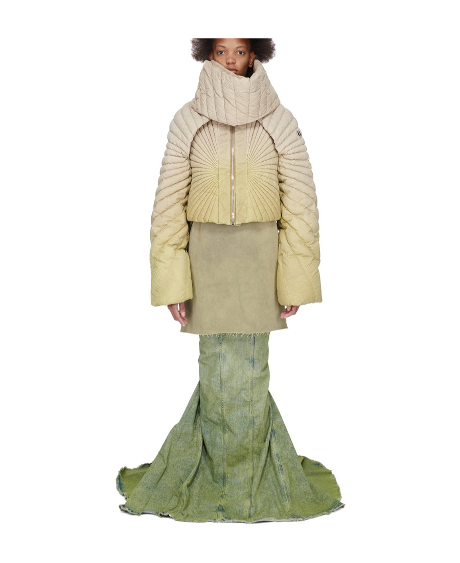 MONCLER X RICK OWENS GRADIENT-EFFECT DENIM MAXI SKIRT
