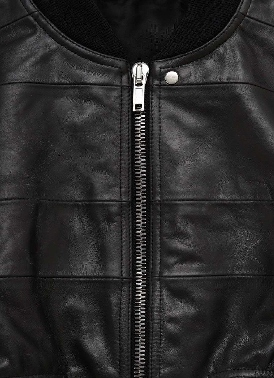 Rick Owens Long-sleeved Leather Jacket In Black