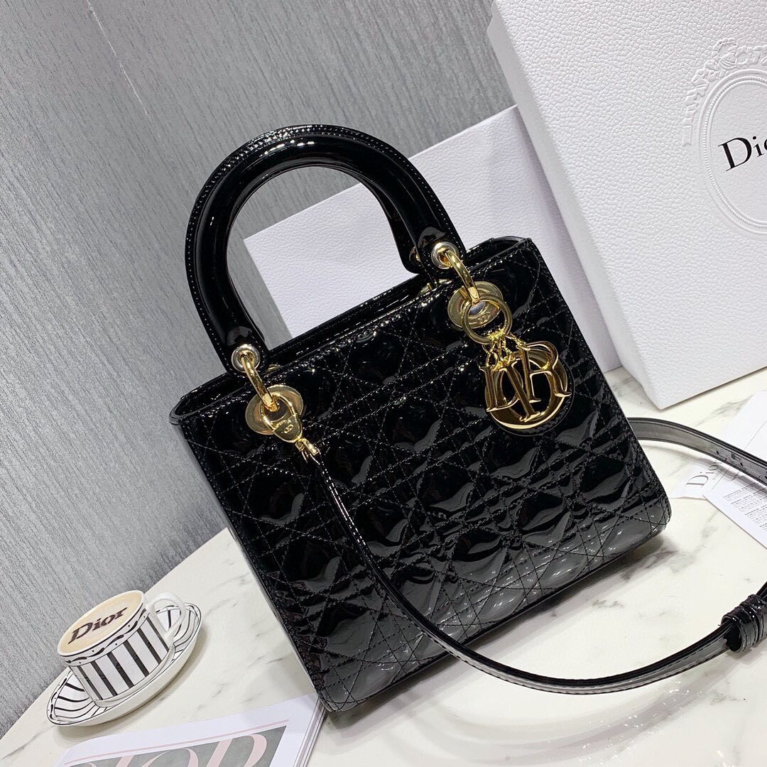 Dior Medium Lady  Shoulder Bag In Black
