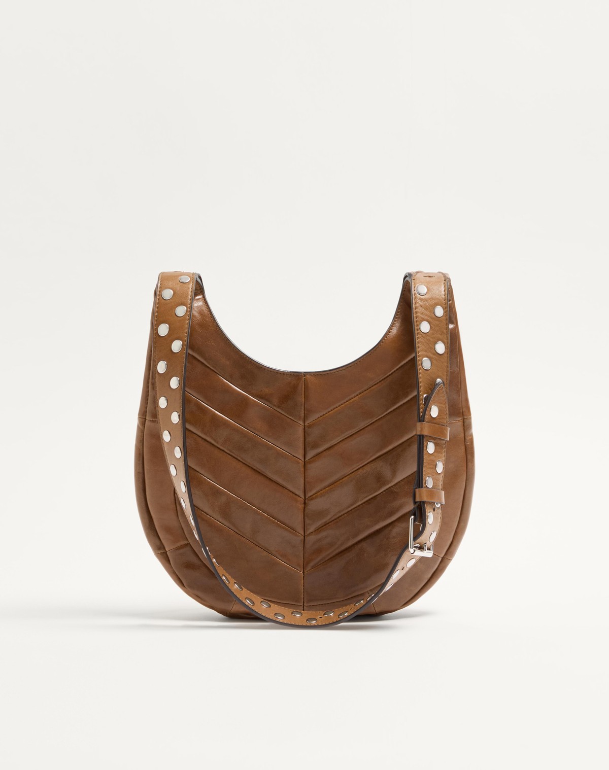 Valentino Garavani  Garavani Hoboho Small Hobo Bag In Chevron-patterned Nappa Leather Woman In Brown