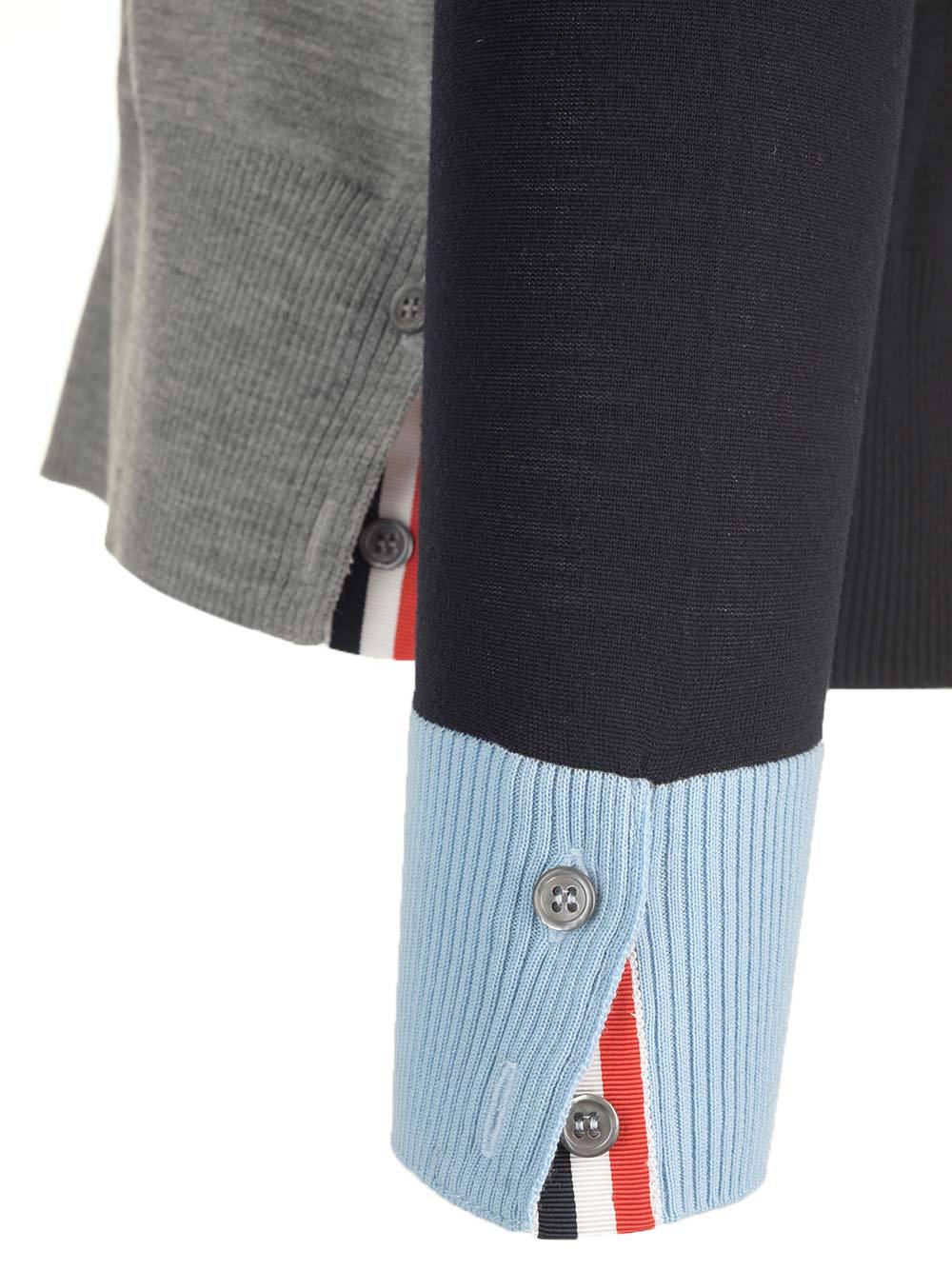 Shop Thom Browne 4-bar Stripe V-neck Cardigan In Gray