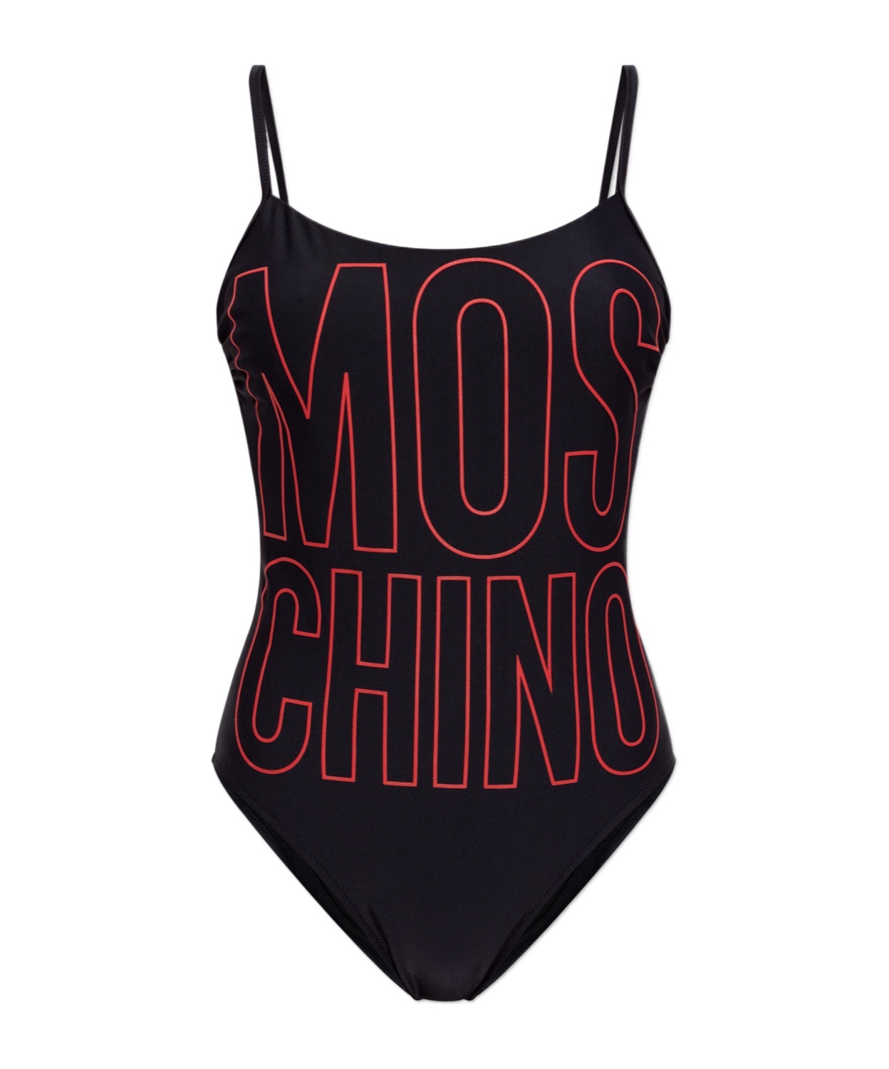 Moschino Logo-print V-neck Swimsuit In Black