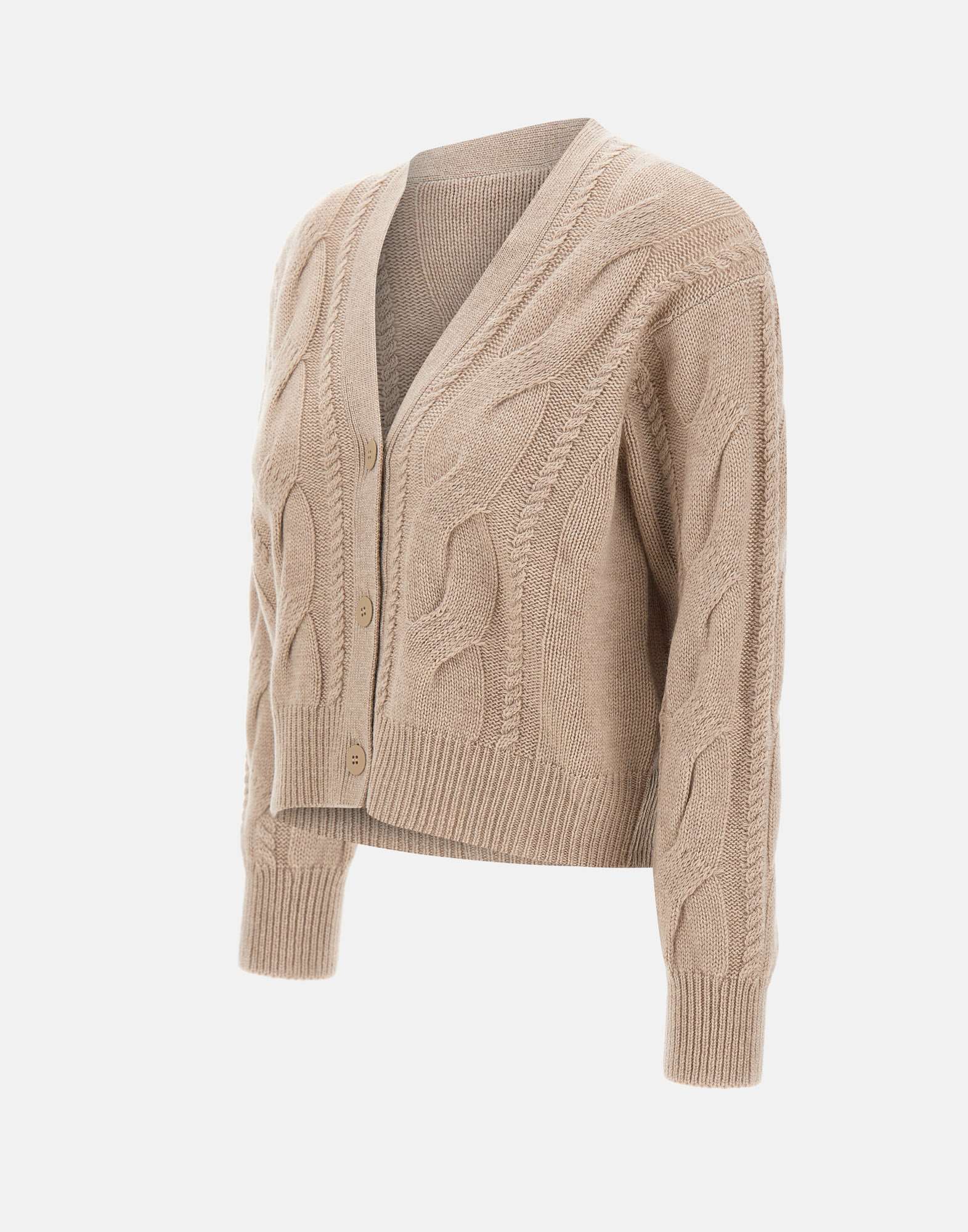 Max Mara Aladino Cable-knit Buttoned Cardigan In Brown