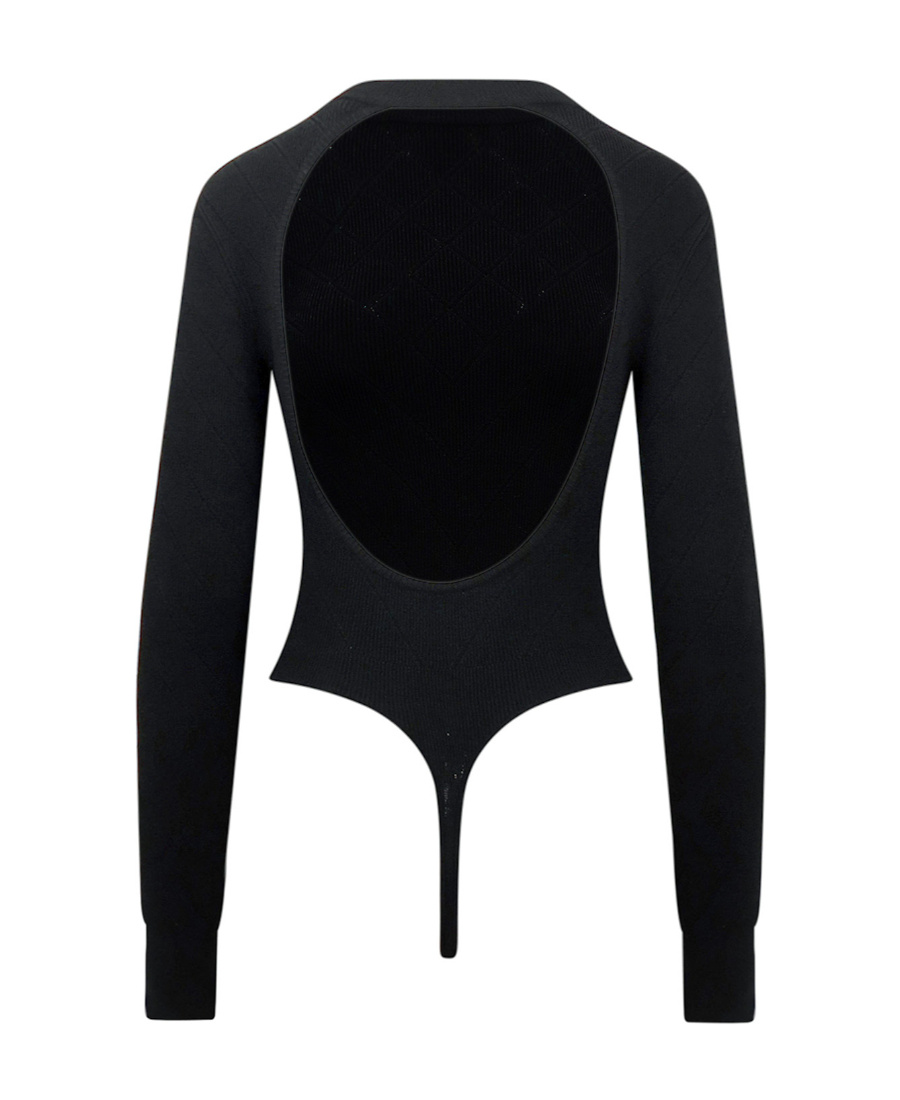 Balmain Lion-buttons Open-back Bodysuit In Black