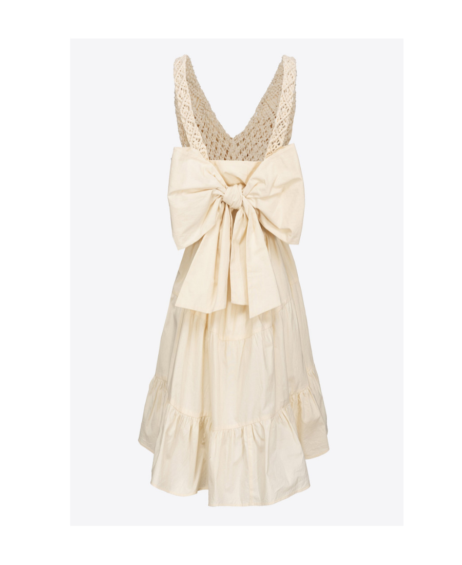 Pinko Bow-detail Open-knit Minidress In White