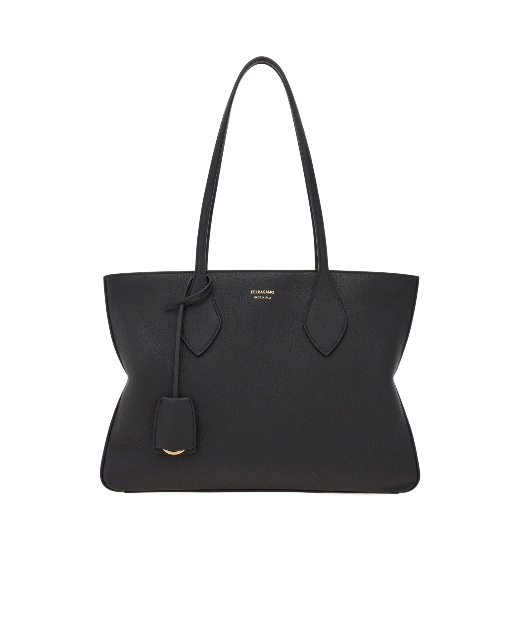 Ferragamo Medium Tote Bag Star Structured Shape In Black