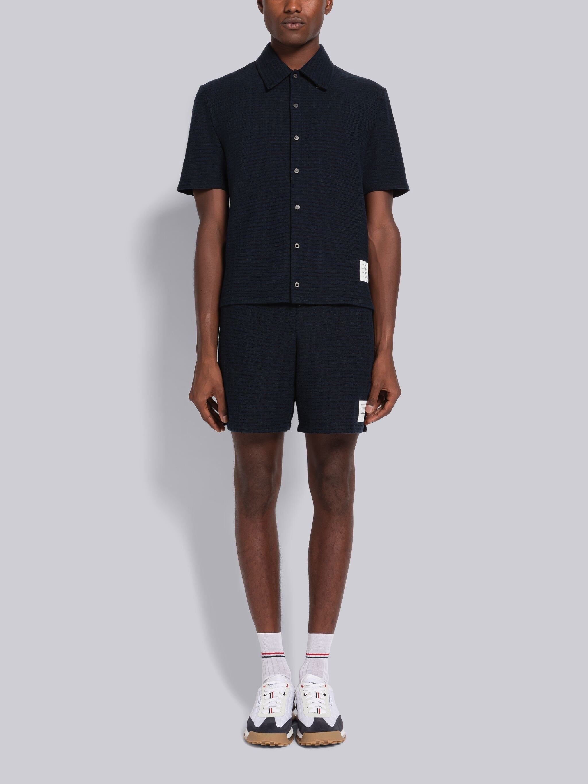 Thom Browne University Stripe-print Track Shorts In Black