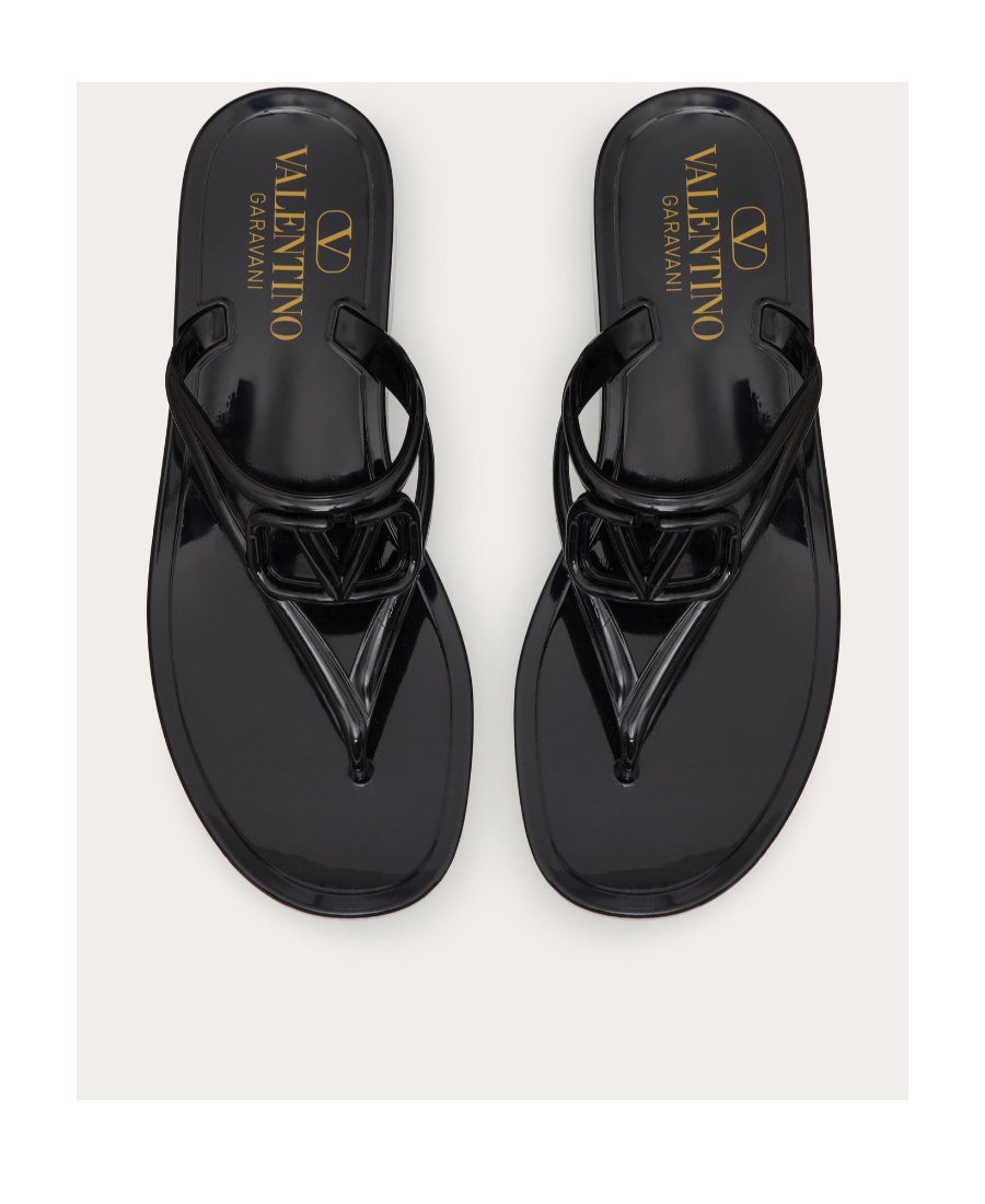 Valentino Vlogo Signature Rubber Thong Sandal In Black