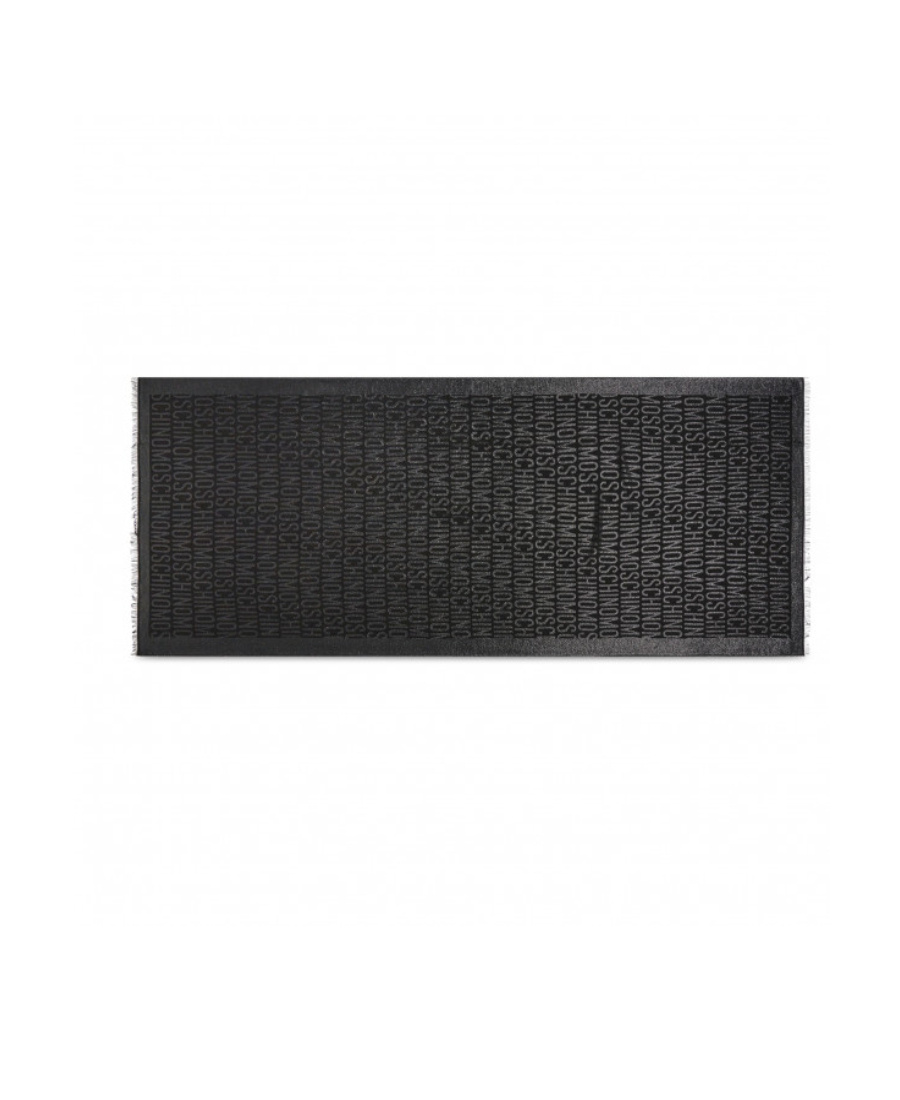 Moschino Logo-intarsia Knitted Scarf In Black