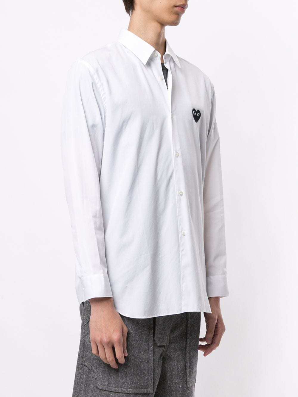 Comme Des Garçons Play Embroidered Logo Shirt In White