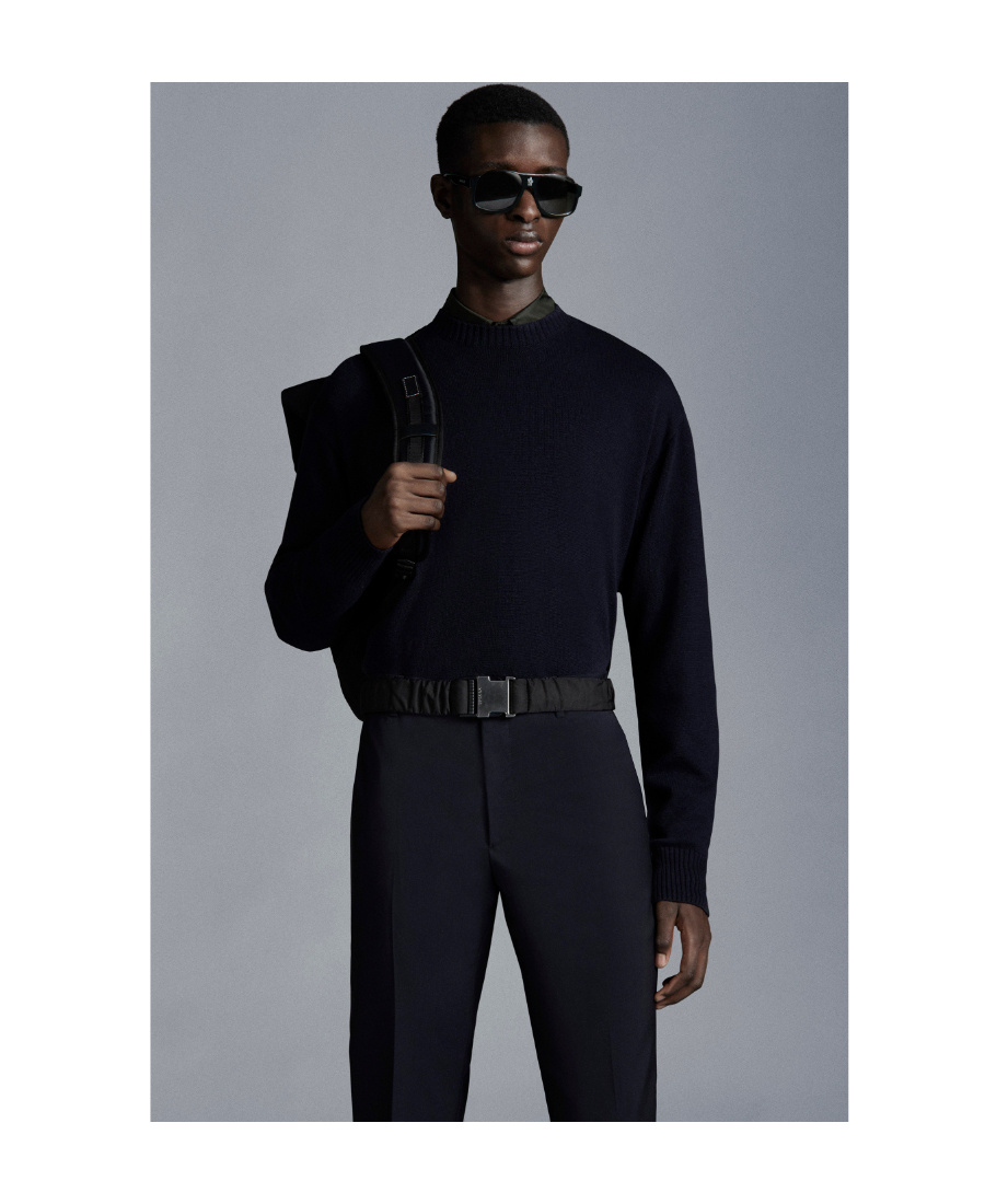 Moncler Wool And Cashmere Crewneck Sweater In Blue