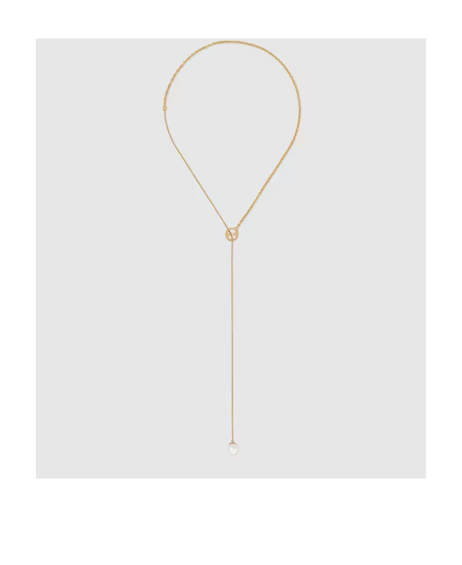 Gucci Blondie Pearl-drop Necklace In Yellow