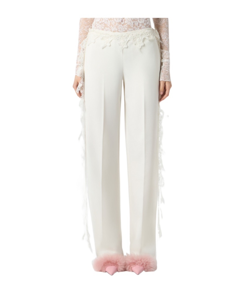 Blumarine Lace-detail Trousers In White