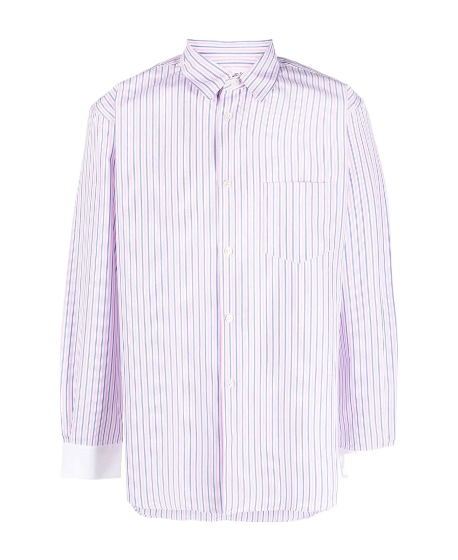 Comme Des Garçons Logo Long-sleeved Shirt In White