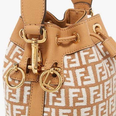 Shop Fendi Raffia Mini Bag With White Tapestry Fabric Ff Motif In Nude