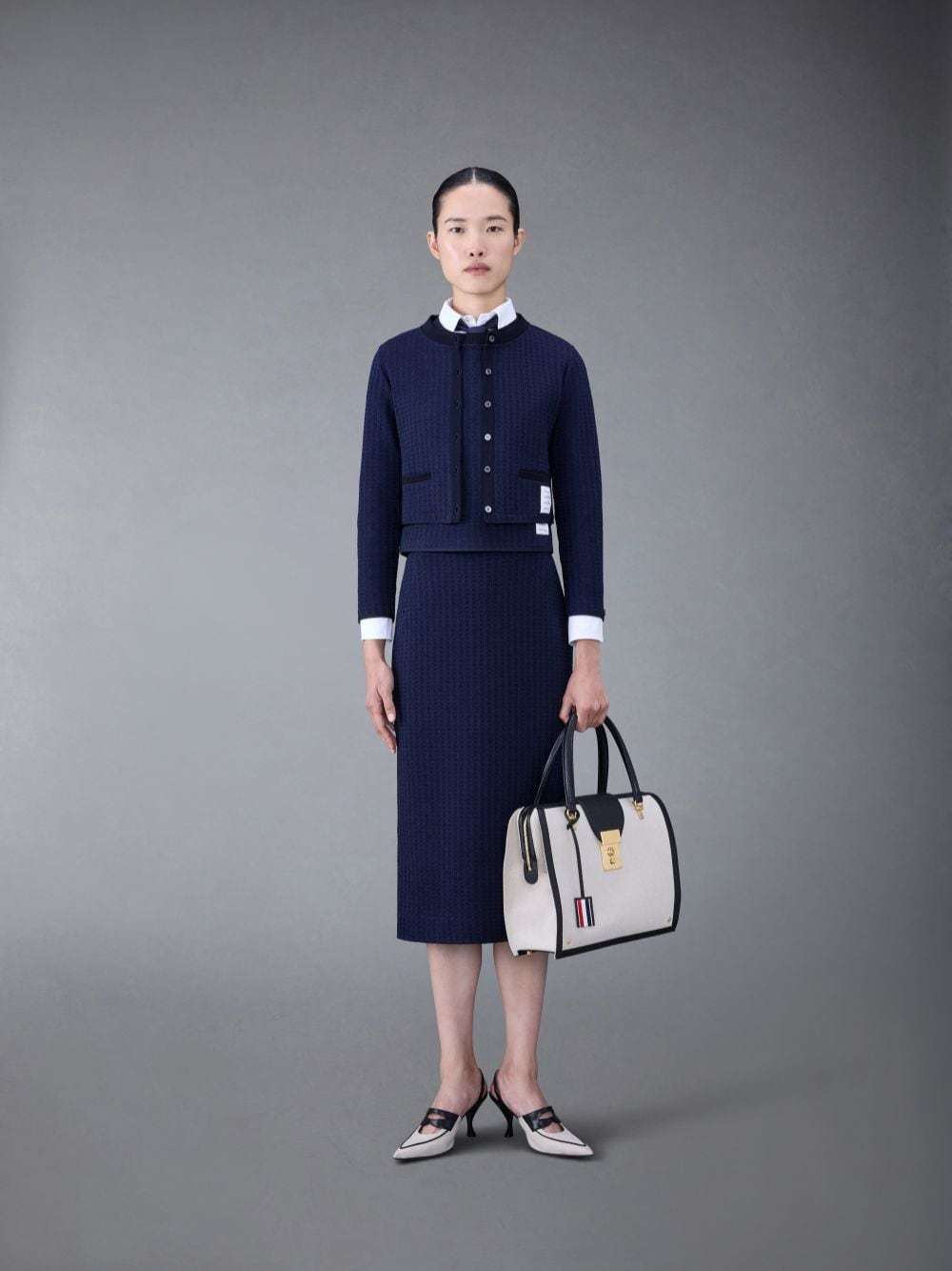 Thom Browne Logo-patch Jacquard Skirt In Black