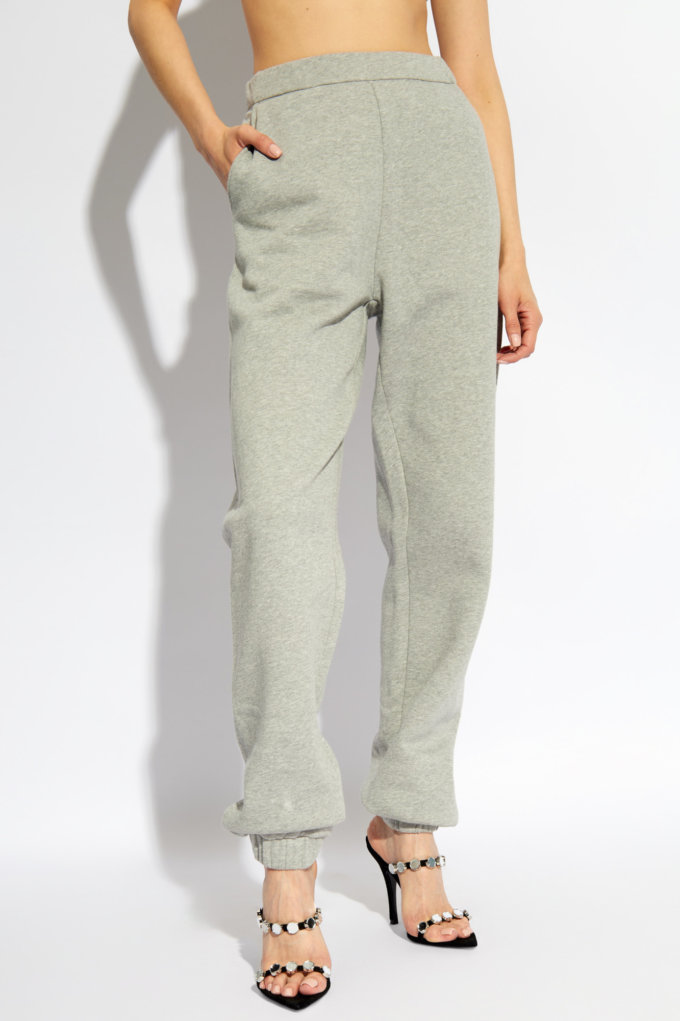 Attico Jogger Grey Cotton Pants In Gray