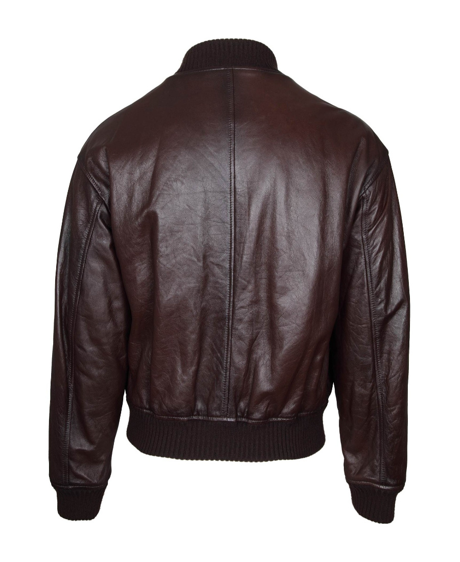Dolce & Gabbana Lambskin Zip-up Bomber Jacket In Black