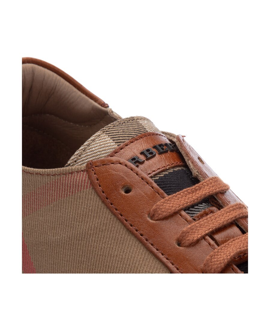 Burberry Low-top Casual Shoes With Plaid Straps In Brown