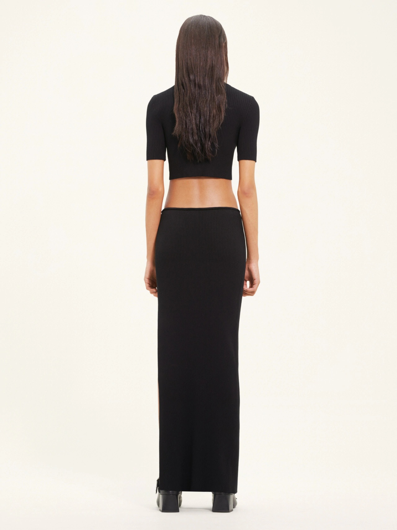 Courrèges Courreges Pre Long Ribbed Fitted Skirt In Black