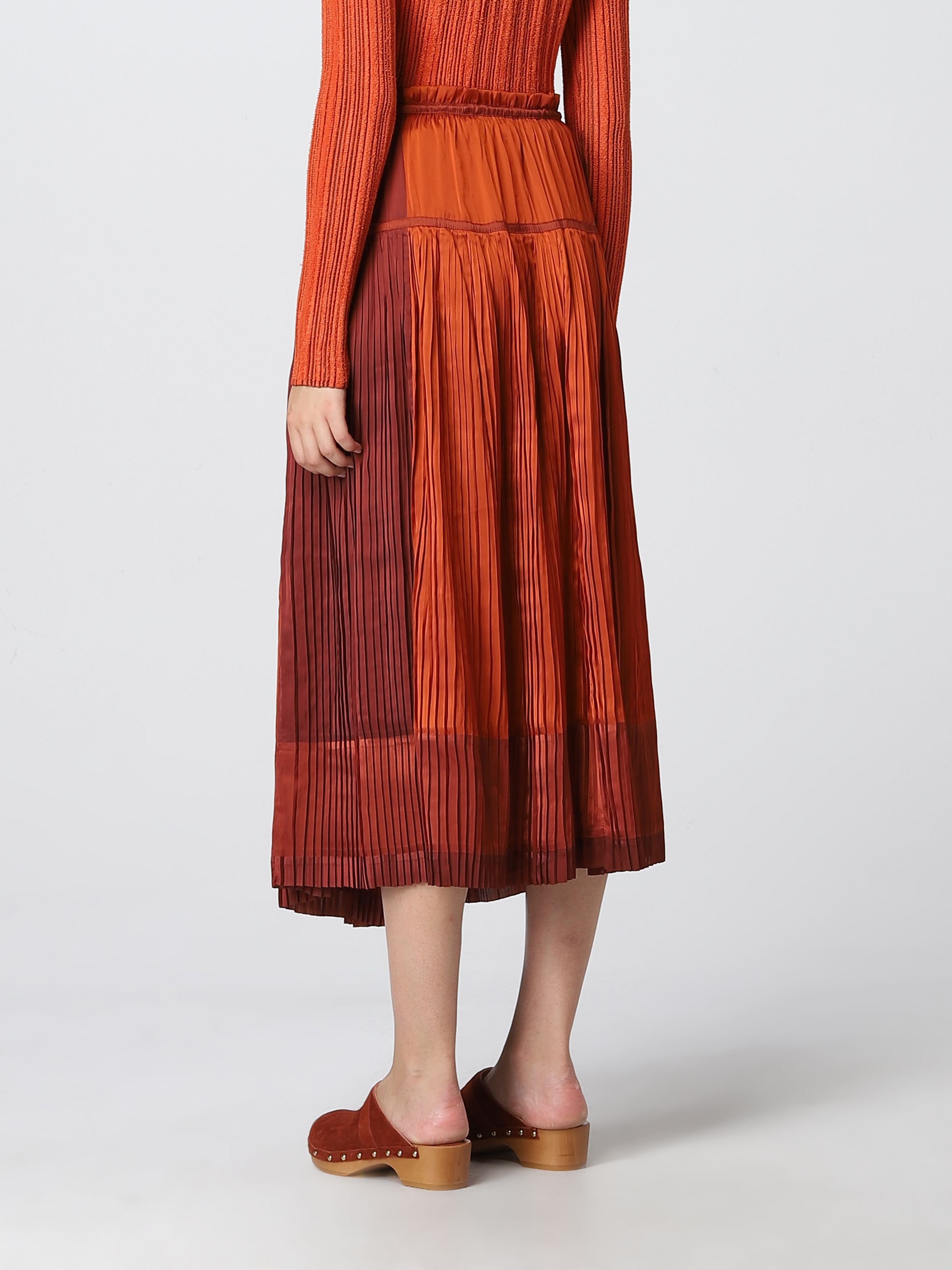 Ulla Johnson Malia Pleated Drawstring Maxi Skirt In Red