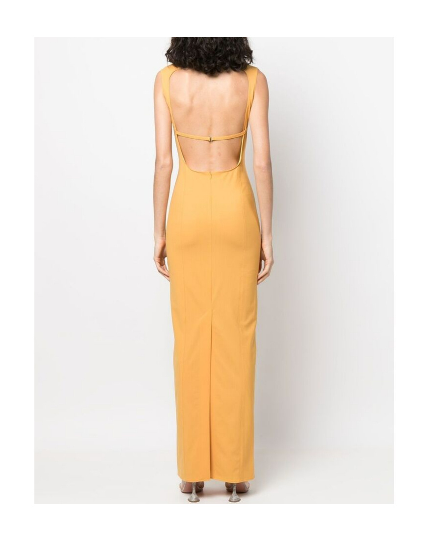 Jacquemus La Robe Palmi Stretch Cut Out Midi Dress In Orange