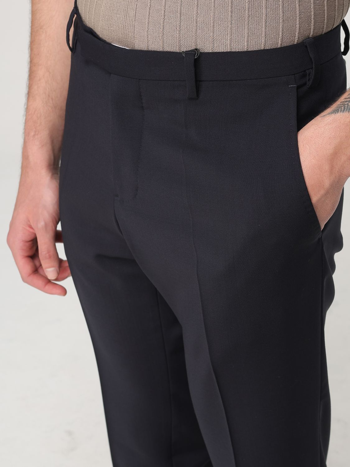 Emporio Armani Belt Loop Casual Pants In Black