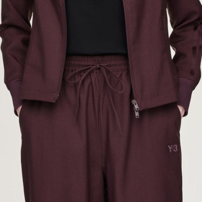 Y-3 3-stripes Track Pants In Burgundy