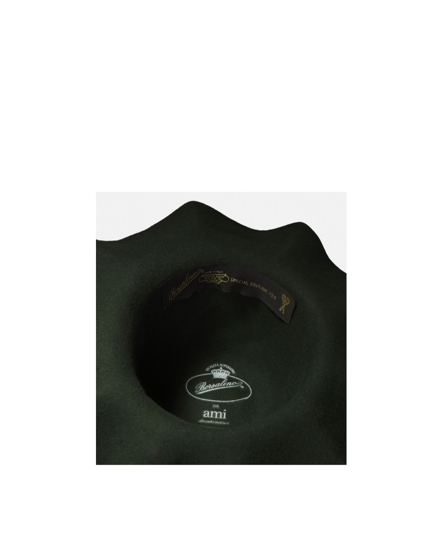 Ami Alexandre Mattiussi Ami X Borsalino Wavy Wide Brim Hat In Green