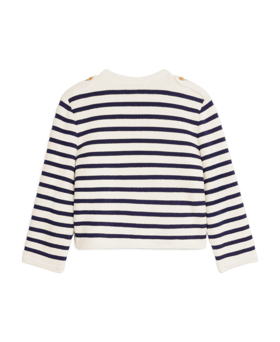 Celine Striped Knitted Cardigan In White