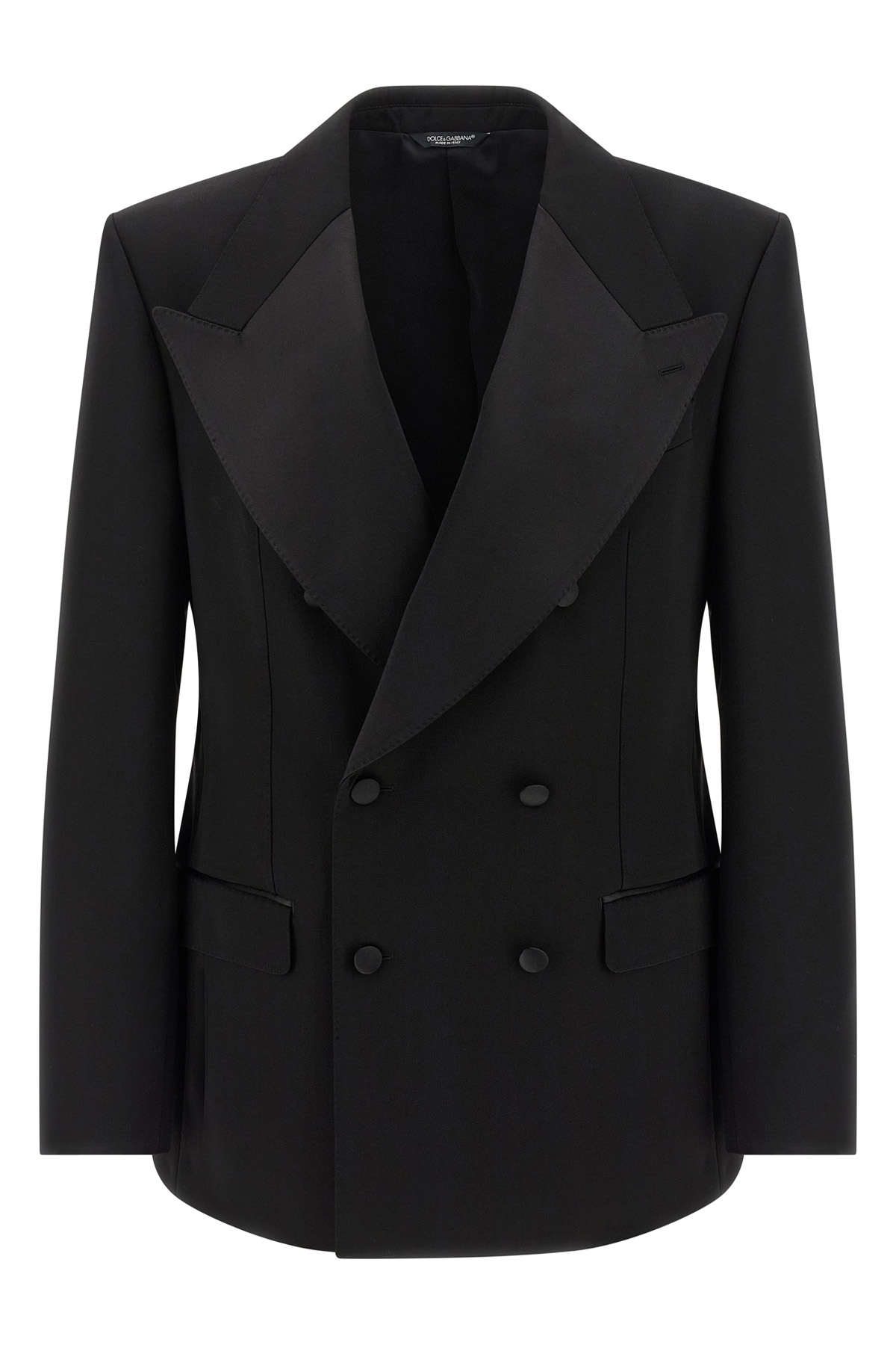 Dolce & Gabbana Double-breasted Satin-lapel Jacket In Black