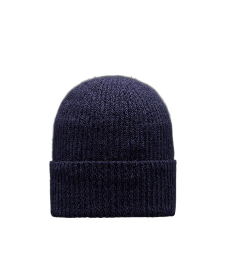 Moncler Logo Knitted Hat In Black