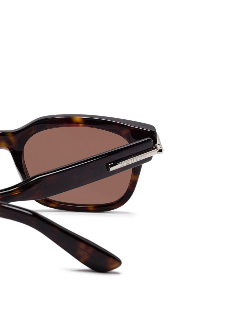 Alexander Mcqueen City T-bar Rectangular Sunglasses In Havana Brown