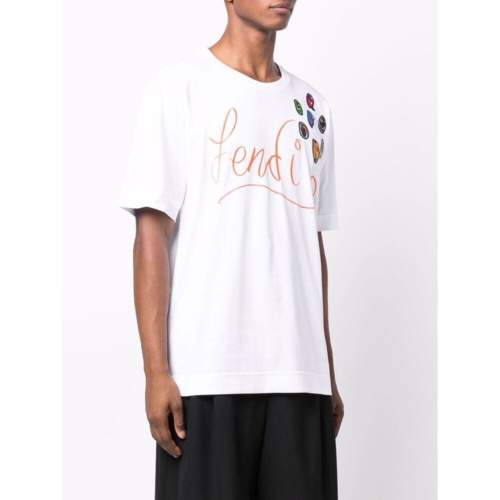 Fendi X Noel Fielding Logo-embroidered T-shirt In White