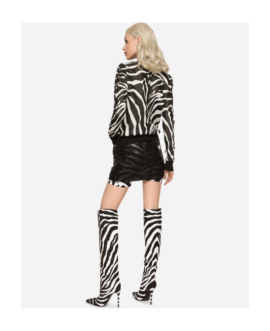 Dolce & Gabbana Zebra-print Cardigan In Black