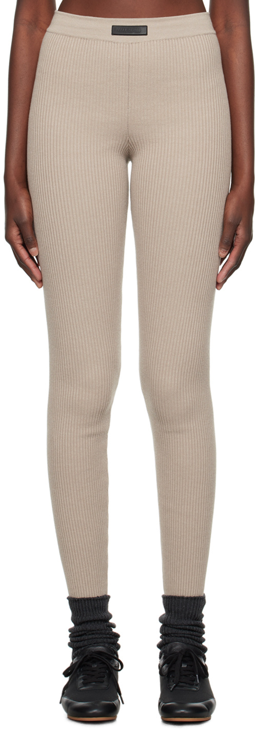 Essentials Beige Patch Leggings In Neutral