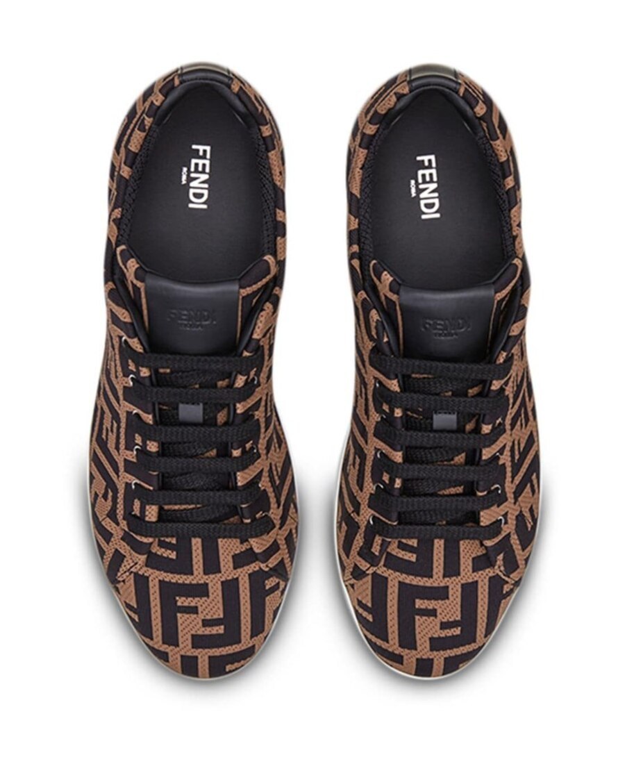 Fendi Ff Motif Mesh Sneakers In Black