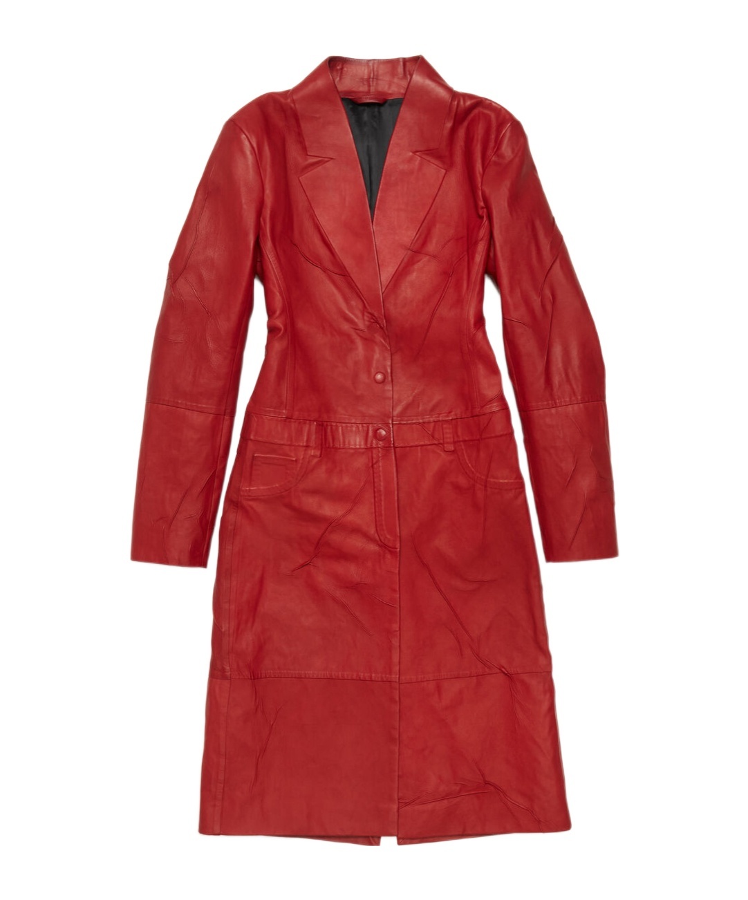 Acne Studios Embossed-detail Leather Coat In Red
