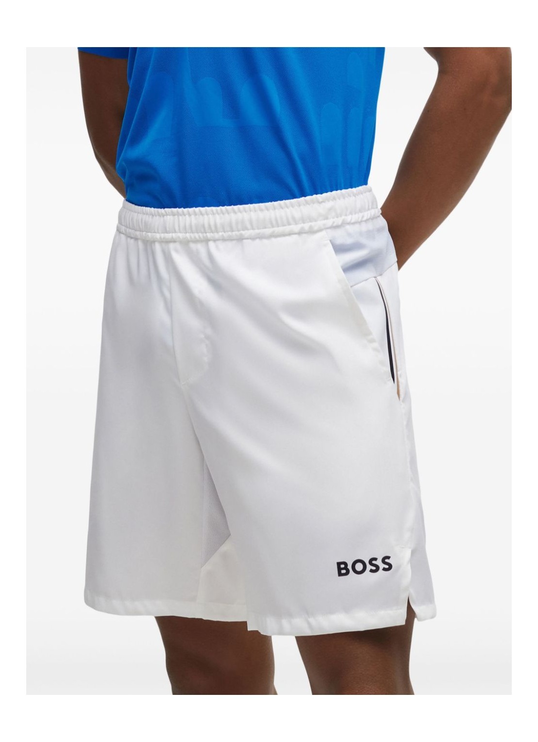 Hugo Boss Quick-drying Regular-fit Shorts With Logo Print In White