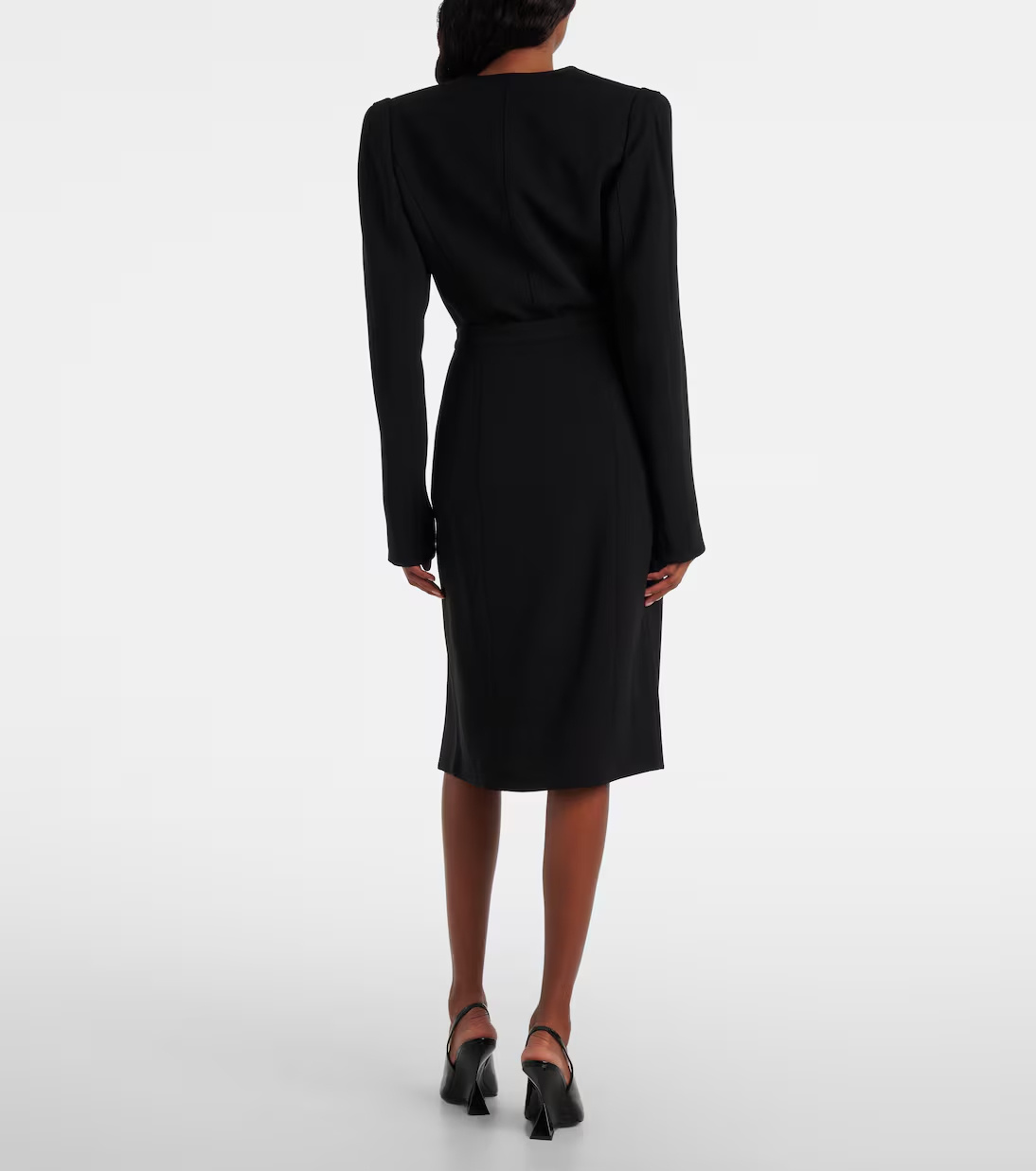 Mugler Slit Detail Midi Skirt In Black