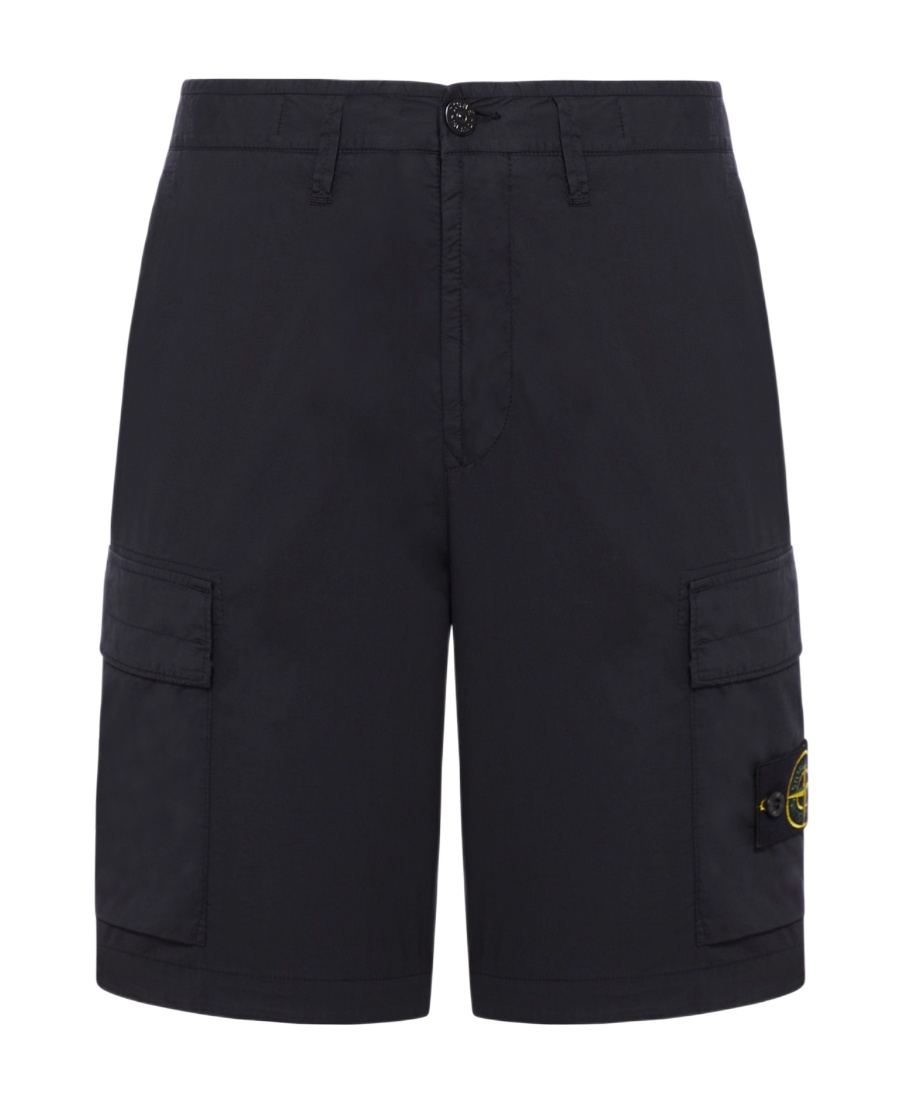 Stone Island Logo Patch Bermuda Shorts In Black