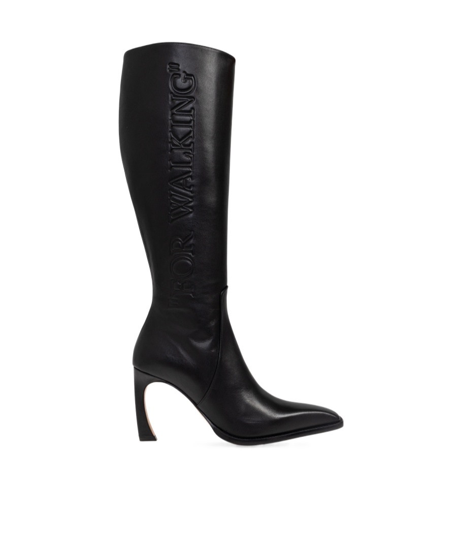 Off-white Logo Thigh-high Boots In Black