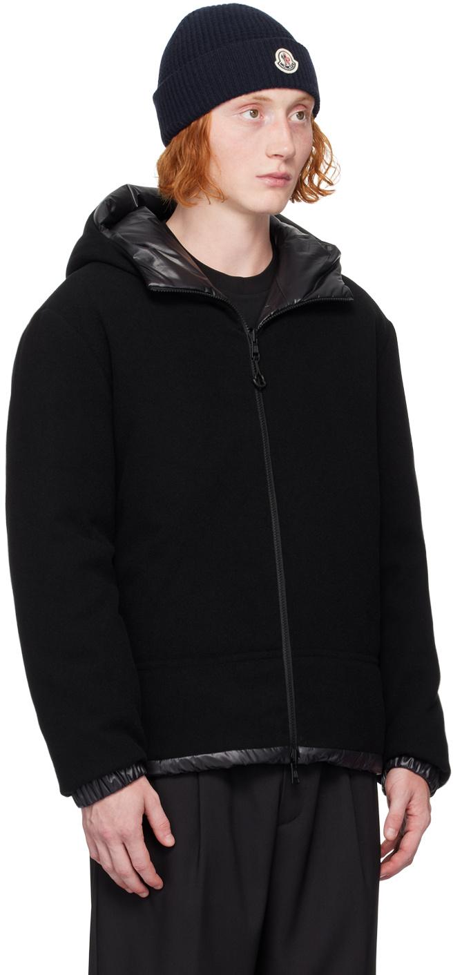 Moncler Double-sided Hooded Down Jacket In Black