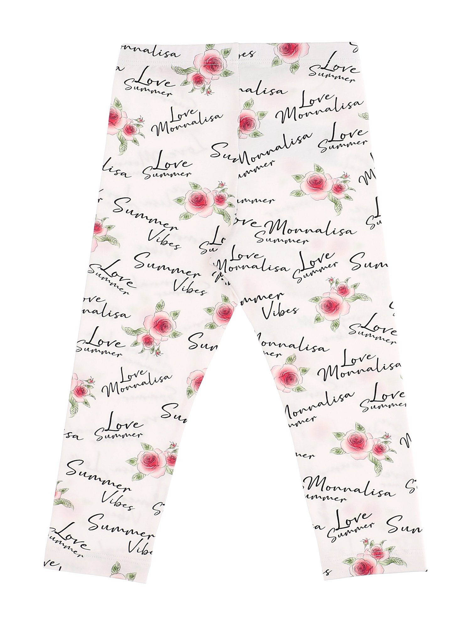 Monnalisa Bambina Leggings A Fantasia In Jersey Di Cotone In White