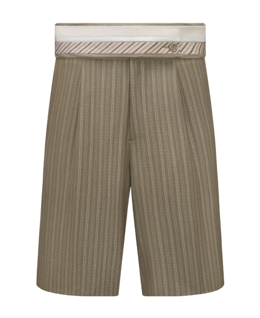 Dior Fold Belt Bermuda Shorts In Gray