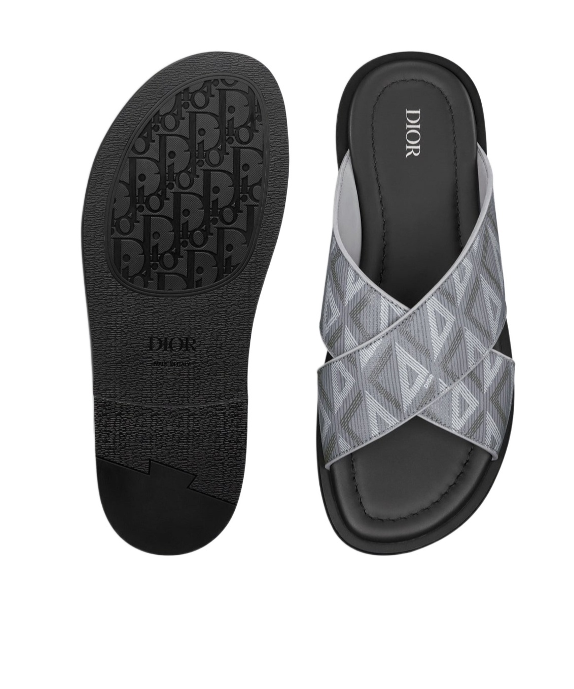 Dior Logo Slippers In Gray
