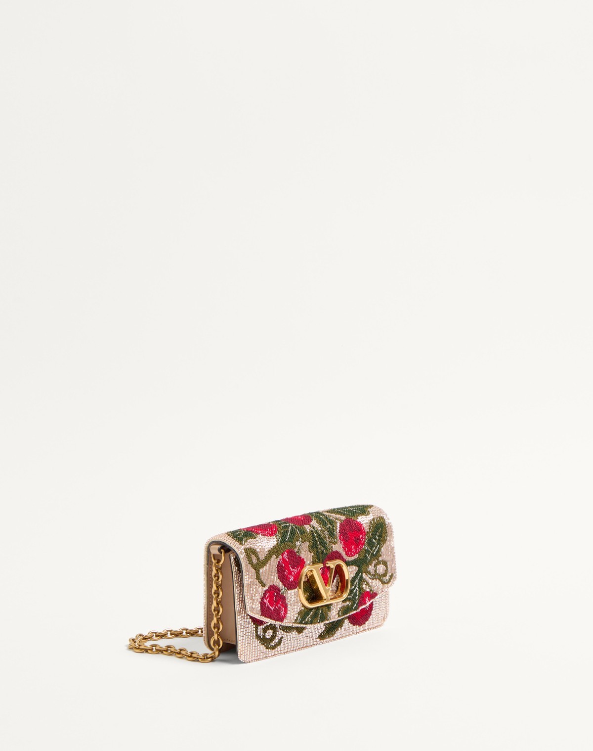 Valentino Garavani Vain Embroidered Shoulder Clutch With Cherryfic Pattern